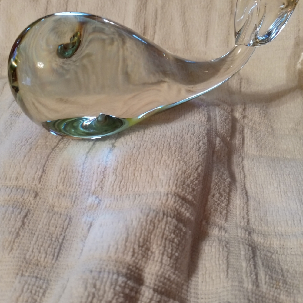 Vintage clear art glass whale